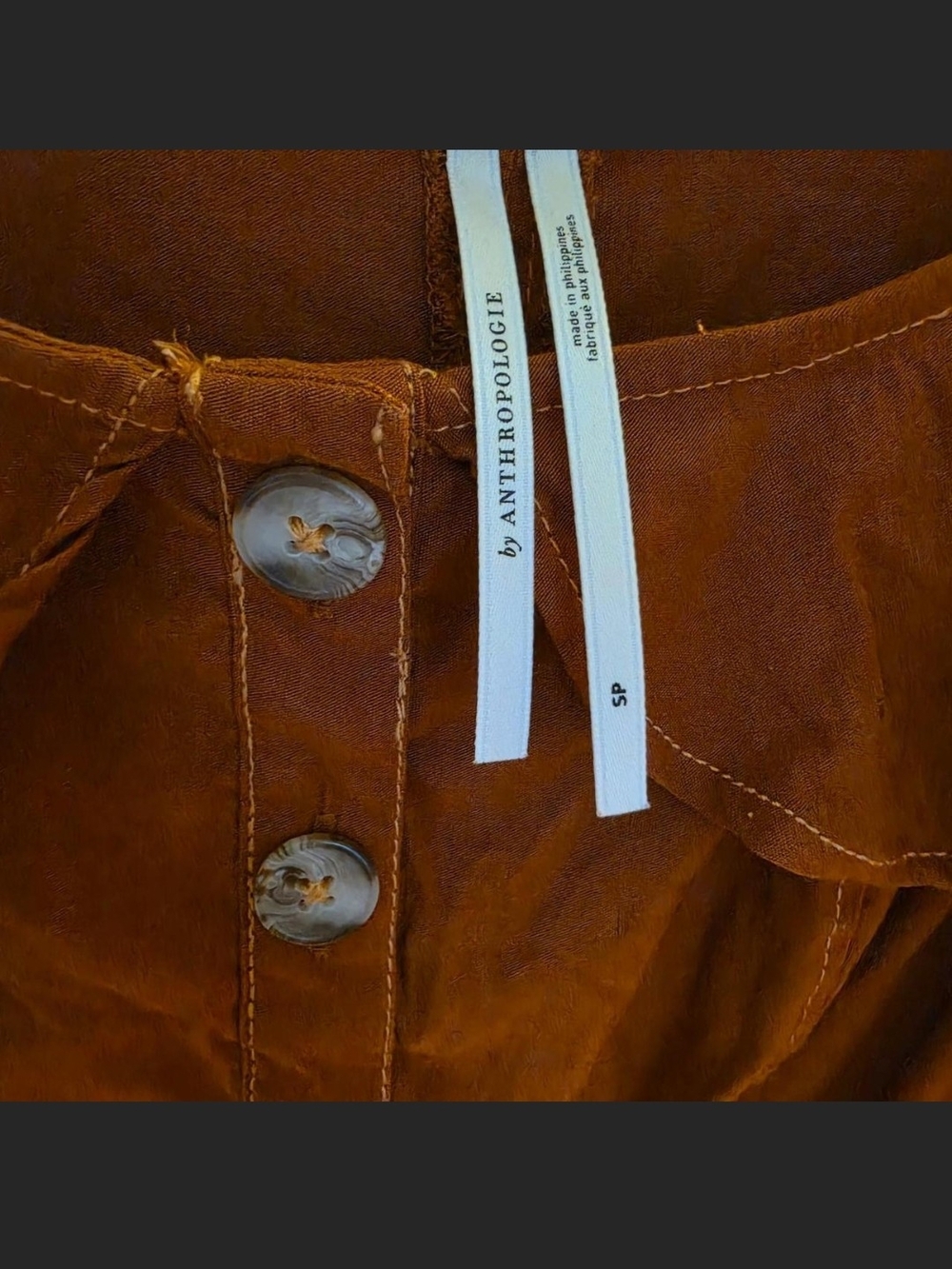 Anthropologie Rust-Brown Ruffle Sleeve Midi Dress - Picture 5 of 5